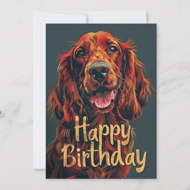 Cartes Pour Fêtes Annuelles Irish Setter Joyeux anniversaire (Devant)