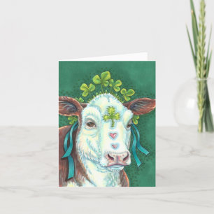 Cartes Pour Fêtes Annuelles IRISH ST. PATRICK'S DAY HEIFER, VACHE SHAMROCK Bla
