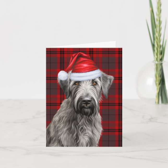 Cartes Pour Fêtes Annuelles Irish Wolfhound Christmas Dog Red Plaid Christmas (Devant)