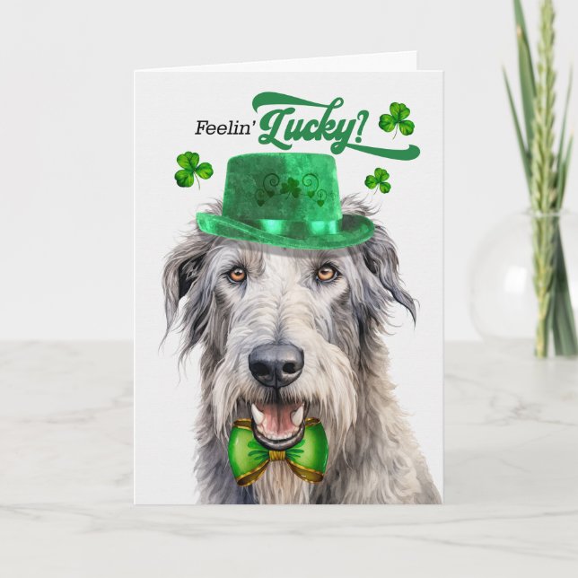 Cartes Pour Fêtes Annuelles Irish Wolfhound Dog Drôle St Patrick's Day (Devant)