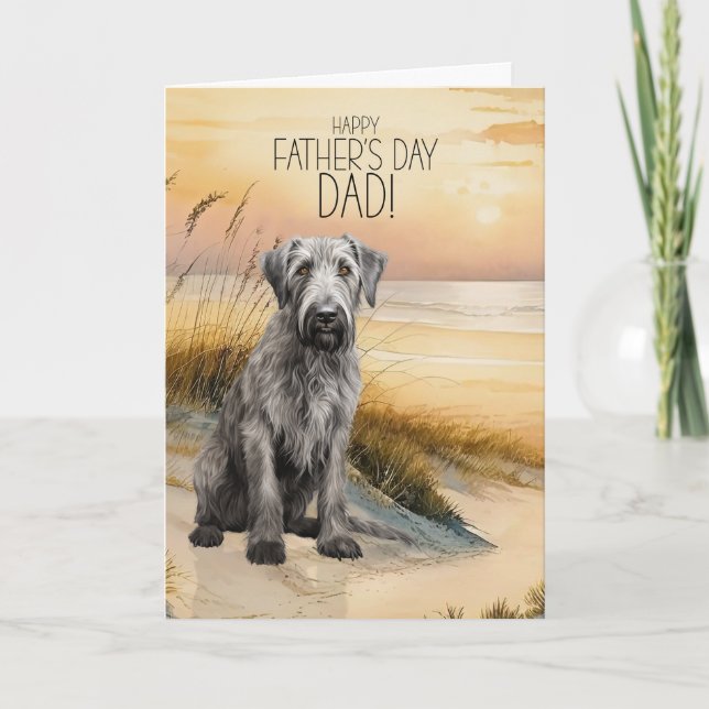 Cartes Pour Fêtes Annuelles Irish Wolfhound Dog Sunset Beach Father's Day (Devant)