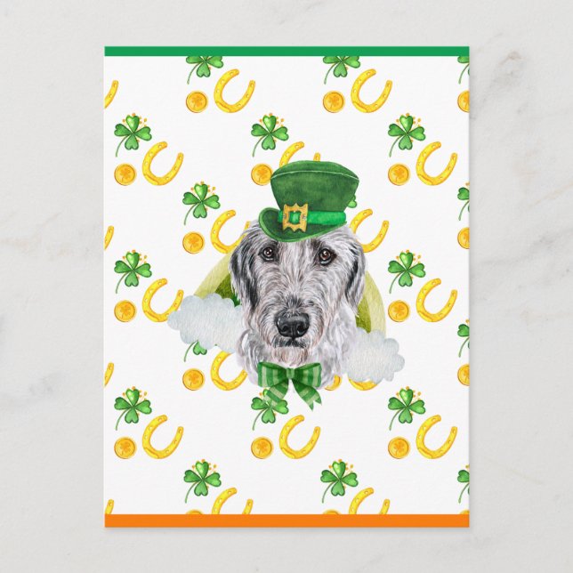 Cartes Pour Fêtes Annuelles Irish Wolfhound Trèfle St. Patrick (Devant)