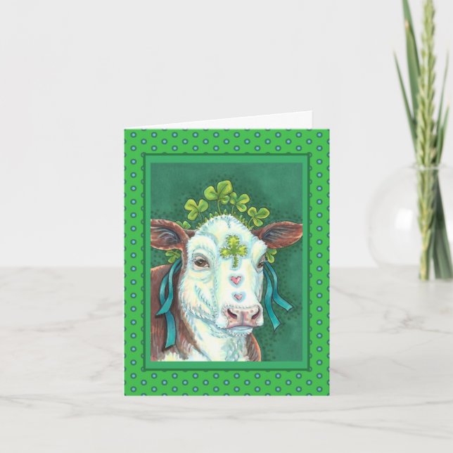 CARTES POUR FÊTES ANNUELLES IRLANDAIS BRED ST. PATRICK'S DAY HEIFER, VACHE SHA (Devant)