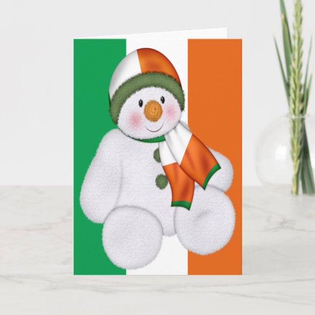 Cartes Pour Fêtes Annuelles Irlandais Christmas Snowman (Devant)