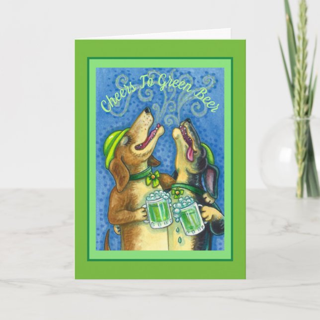 CARTES POUR FÊTES ANNUELLES IRLANDAIS HOUND CHIENS, ST. PATRICK'S DAY GREEN BE (Devant)