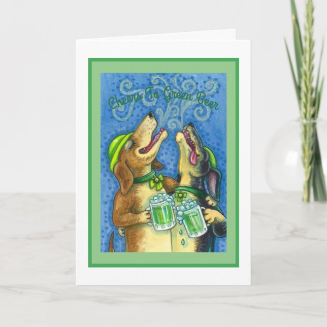 CARTES POUR FÊTES ANNUELLES IRLANDAIS HOUND CHIENS, ST. PATRICK'S DAY GREEN BE (Devant)