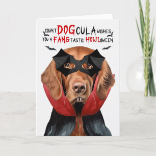 Cartes Pour Fêtes Annuelles Irlandais Setter Chien drôle nombre DOGcula Hallow