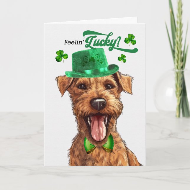 Cartes Pour Fêtes Annuelles Irlandais Terrier Dog Feelin' Lucky St Patrick's D (Devant)