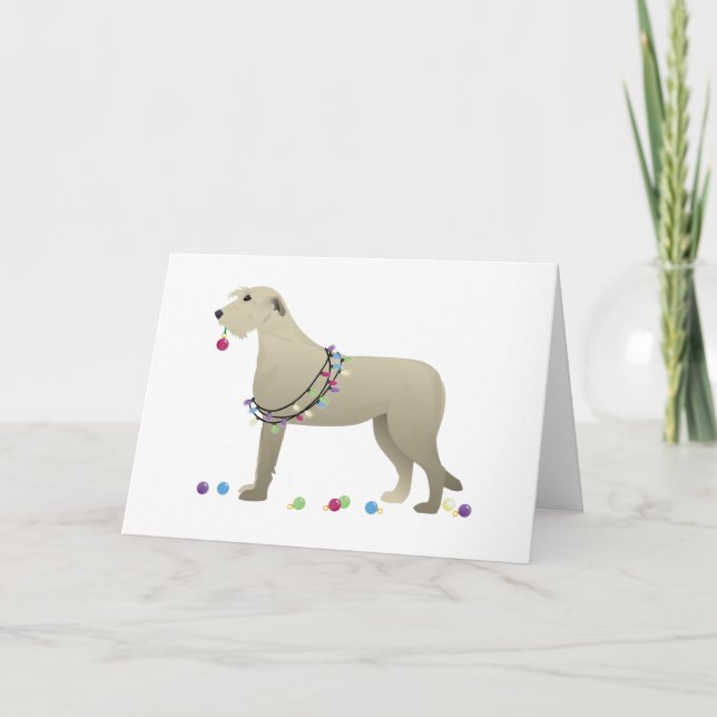 Cartes Pour Fêtes Annuelles Irlandais Wolfhound Chien race Silhouette Noël (Devant)