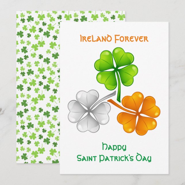 Cartes Pour Fêtes Annuelles Irlande Chanceux Forever Trèfle (Devant / Derrière)