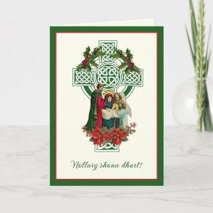 Cartes Pour Fêtes Annuelles Irlande Nativité Vierge Marie Jésus Poinsettias H