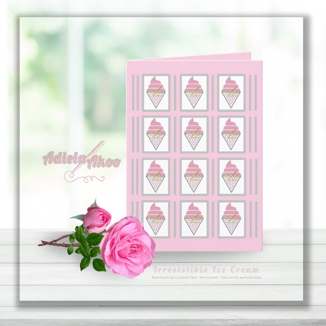 Cartes Pour Fêtes Annuelles Irrésistible crème glacée Blank Invitation/ Saluta (Irresistible Ice Cream Blank Greeting / Invitation Card by Poet Adiela Akoo. SHOP my card collection)