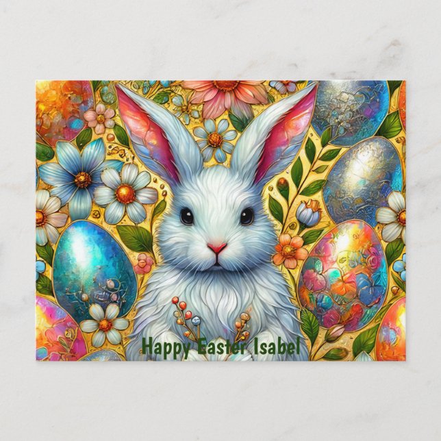 CARTES POUR FÊTES ANNUELLES ISABEL ~ HAPPY EASTER BUNNY GREETING ~  (Devant)