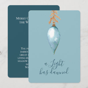 Cartes Pour Fêtes Annuelles Isaïe 9:2 Elégante Aquarelle Bleue Noël