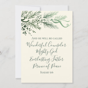 Cartes Pour Fêtes Annuelles Isaïe 9:6 Écriture Pin & Nœud Photo Noël