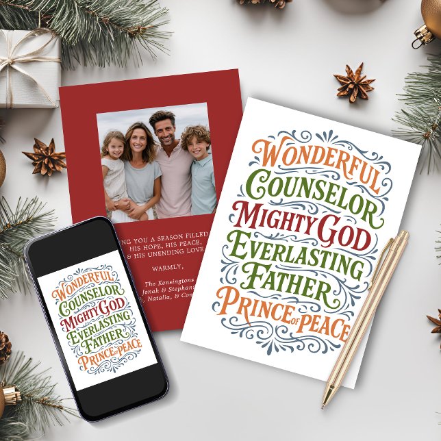 Cartes Pour Fêtes Annuelles Isaïe 9 Bible de Noël Verse Photo de vacances (Isaiah 9 Christmas Bible Verse Holiday Photo Christmas Cards with Digital Download option)