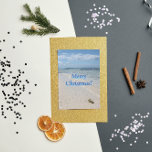 Cartes Pour Fêtes Annuelles Isla Saona Caribbean Beach Joyeux Noël !<br><div class="desc">Photo pittoresque d'une coque de mer (non visible sur tous les produits) sur une plage de sable caraïbe sur l'île d'Isla Saona,  une partie de la République Dominicaine avec un petit bateau en arrière - plan. Joyeux Noël!</div>