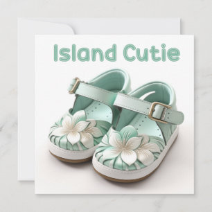 Cartes Pour Fêtes Annuelles Island Cutie Baby Girl Mint Hawaiian Chaussures Bl