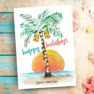 Cartes Pour Fêtes Annuelles Island Holiday Beach Tropical Palm Christmas Card