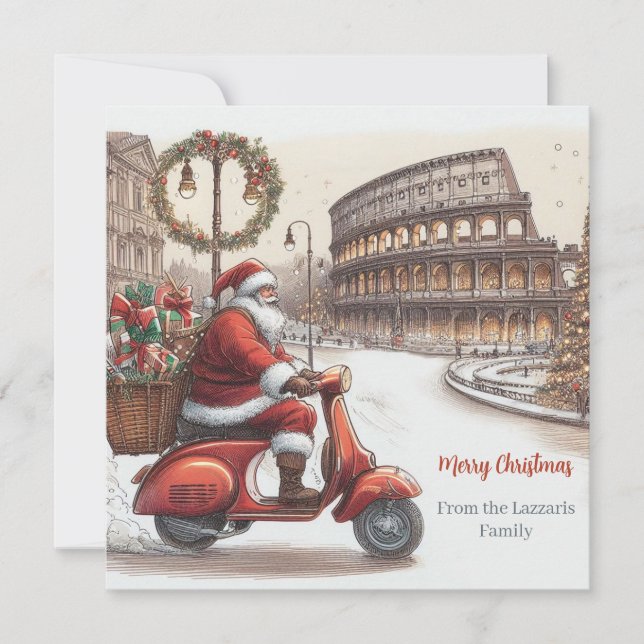 Cartes Pour Fêtes Annuelles Italie Rome Aquarelle de Noël (Devant)