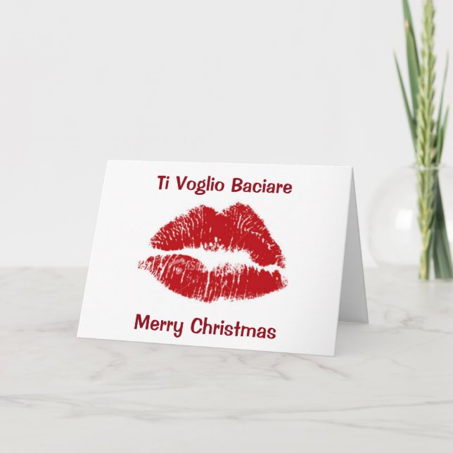 CARTES POUR FÊTES ANNUELLES ITALIEN "JE VEUX KISS U" NOËL/CHAQUE JOUR (Devant)