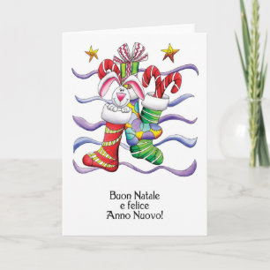 Cartes Pour Fêtes Annuelles Italien - Séjour De Noël Avec Lapin Et Cadeaux