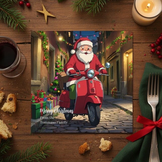 Cartes Pour Fêtes Annuelles Italy Rome Santa Claus Vespa Christmas  (Créateur téléchargé)