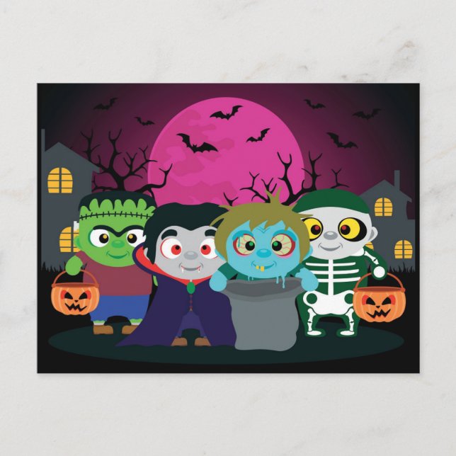 Cartes Pour Fêtes Annuelles Itinéraire d'Halloween pour les enfants (Devant)