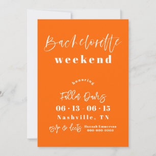 Cartes Pour Fêtes Annuelles Itinéraire d'invitation à la bachelorette orange m