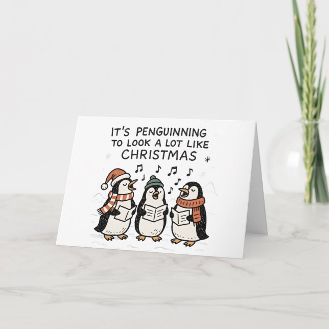Cartes Pour Fêtes Annuelles It's Penguinning - Funny Christmas Card (Devant)
