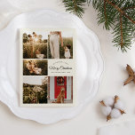 Cartes Pour Fêtes Annuelles Ivoire Très Joyeux Noël Cinq photos Collage<br><div class="desc">Cette Ivoirienne très joyeux Noël Cinq Photo Collage Carte de Vacances design dispose d'un cadre crème brillant sophistiqué avec un mélange de lettrage noir simple et de calligraphie classique jumelé à un style boho minimaliste qui établit un équilibre parfait entre une subtilité moderne propre et une élégance vintage. Ce design...</div>