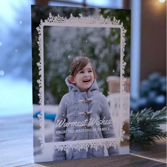Cartes Pour Fêtes Annuelles Ivory Snowflake Cadre de vacances Photo (Ivory Snowflake Frame Holiday Photo Card)