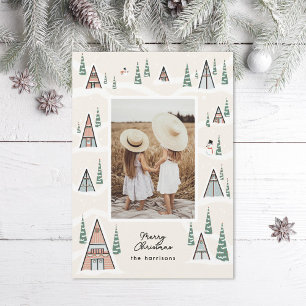 Cartes Pour Fêtes Annuelles Ivory Snowy A-Frames Cabine d'hiver Photo