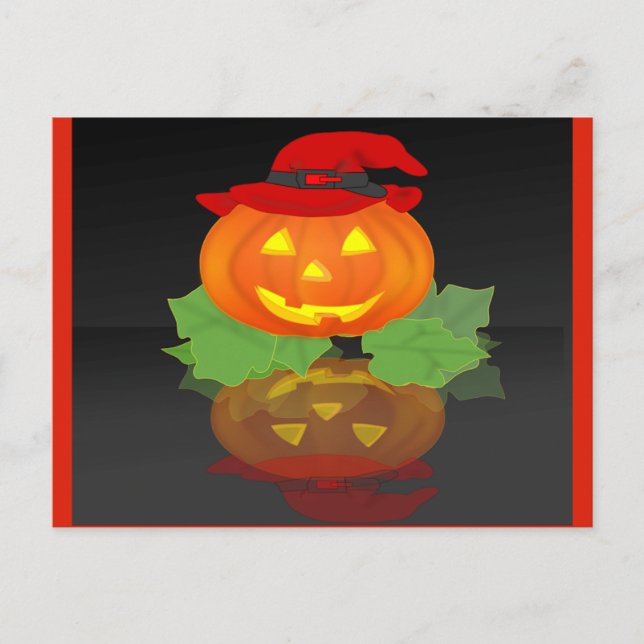 Cartes Pour Fêtes Annuelles Jack-o'-lantern et sa réflexion - (Devant)