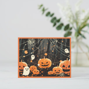 Cartes Pour Fêtes Annuelles Jack O'Lanterns et Ghosts dans la forêt d'Hallowee