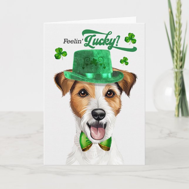 Cartes Pour Fêtes Annuelles Jack Russell Chien Feelin' Lucky St Patrick's Day (Devant)