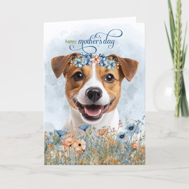 Cartes Pour Fêtes Annuelles Jack Russell Dog Wildflowers Mother's Day (Devant)