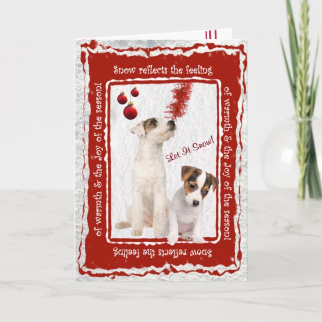 Cartes Pour Fêtes Annuelles Jack Russell l'a laissé neiger salutation - (Devant)