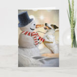 Cartes Pour Fêtes Annuelles Jack Russell Mange Le Nez De Snowman<br><div class="desc">Les fans de Jack Russell adoreront cette carte de Noël Design avec leur race de chien mangeant le nez de bonhomme de neige</div>
