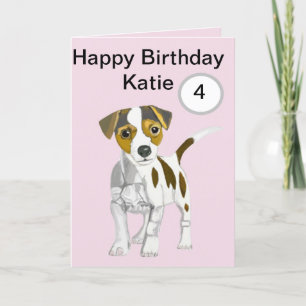 Cartes Pour Fêtes Annuelles Jack Russell Terrier Chiot Jeune Filles Editable A