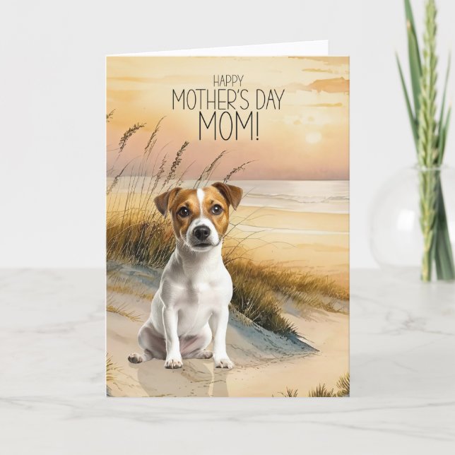 Cartes Pour Fêtes Annuelles Jack Russell Terrier Dog Sunset Beach Mother's Day (Devant)