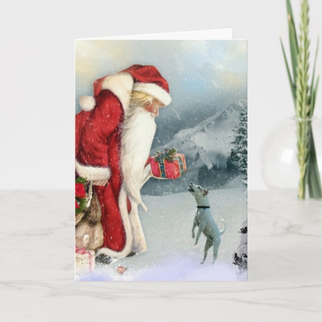 Cartes Pour Fêtes Annuelles Jack Russell Terrier et Noël de père (Devant)