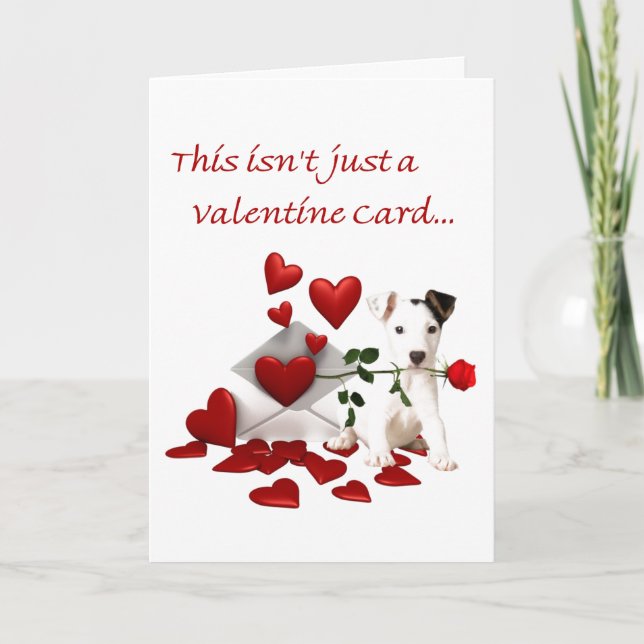 Cartes Pour Fêtes Annuelles Jack Russell Terrier Rose et coeurs Valentine (Devant)