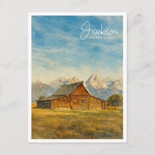 Cartes Pour Fêtes Annuelles Jackson Hole aquarelle   Grand Teton Voyage Artist