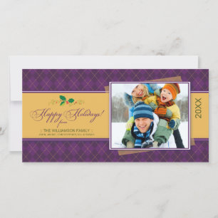 Cartes Pour Fêtes Annuelles Jacquard d'hiver Happy Holidays Photocard (violet)