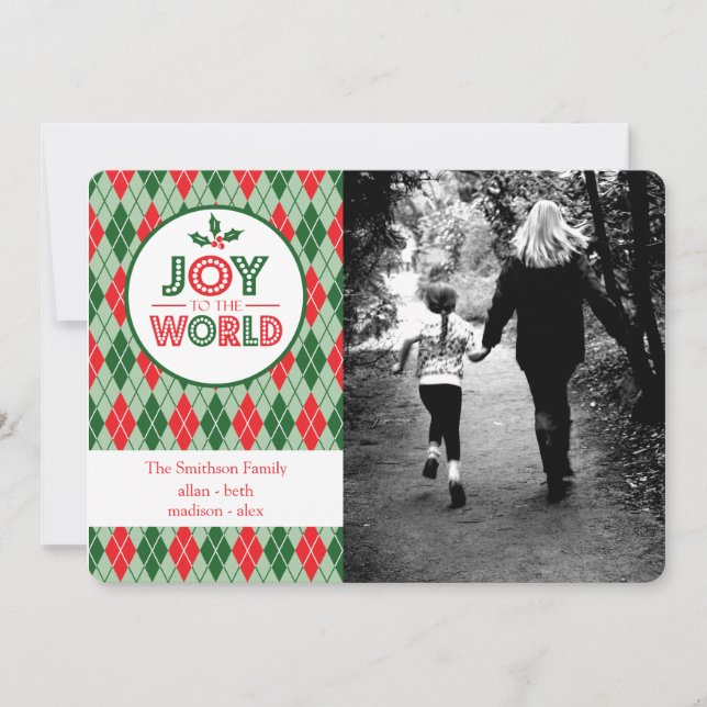 Cartes Pour Fêtes Annuelles Jacquard Joy To The World Christmas Picture (Holly (Devant)