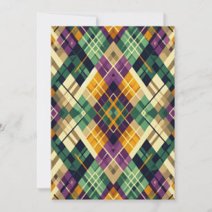 Cartes Pour Fêtes Annuelles Jacquard Mardi Gras jaune violet vert
