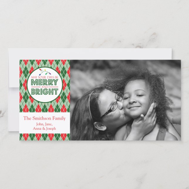 Cartes Pour Fêtes Annuelles Jacquard Que Vos Jours Soient Joyeux Noël Photo (Devant)