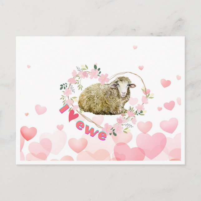 Cartes Pour Fêtes Annuelles J'adore Ewe  (Devant)