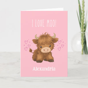 Cartes Pour Fêtes Annuelles J'adore la Saint-Valentin de la vache Highland Moo